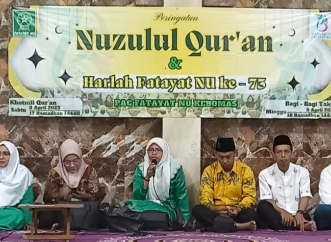 Peringati Harlah 73 Fatayat NU, Pimpinan Anak Cabang Fatayat NU Kebomas Gelar Khotmil Quran hingga Bagi-bagi Takjil. Foto : Tim dok. Fatayat NU Kebomas/NUGres