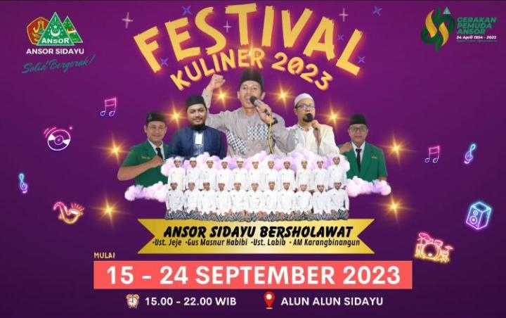 Poster publikasi Festival Kuliner 2023 Ansor Sidayu Bersholawat. Foto: ist/NUGres