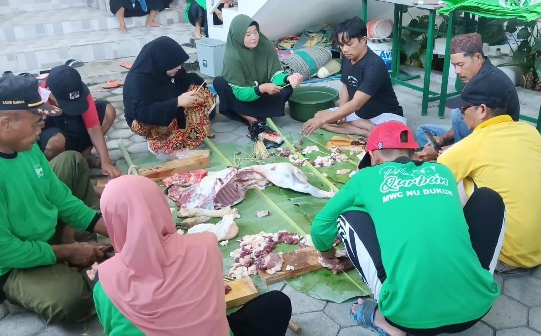 Kekompakan dan kebersamaan panitia Iduladha 1445 H, MWCNU Dukun. Foto: Syafik Hoo/NUGres