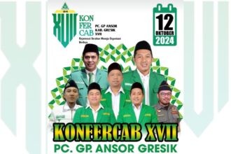 Flyer publikasi rangkaian kegiatan Konfercab ke-XVII PC GP Ansor Gresik. Foto: ist/NUGres