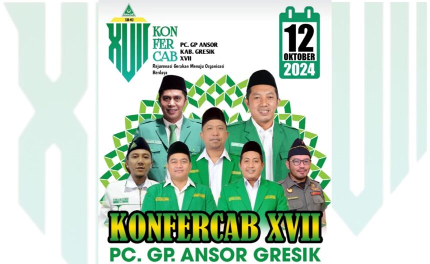 Flyer publikasi rangkaian kegiatan Konfercab ke-XVII PC GP Ansor Gresik. Foto: ist/NUGres