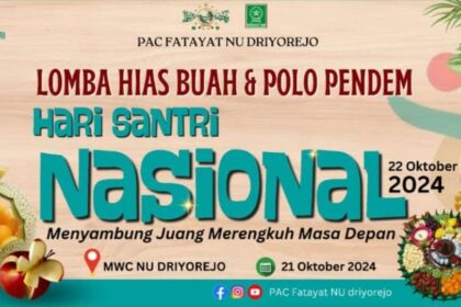 Unik, memeriahkan Hari Santri Nasional 2024 Pimpinan Anak Cabang (PAC) Fatayat NU Driyorejo menggelar Lomba Hias Polo Pendem dan Buah-buahan. Foto/ilustrasi: dok PAC Fatayat NU Driyorejo/NUGres