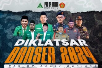 Flyer publikasi Pendidikan dan Pelatihan Dasar (Diklatsar) Barisan Ansor Serbaguna (Banser) ke-30 yang akan diselenggarakan oleh PAC GP Ansor Benjeng di penghujung tahun 2024. Foto/ilustrasi: dok PAC GP Ansor Benjeng/NUGres