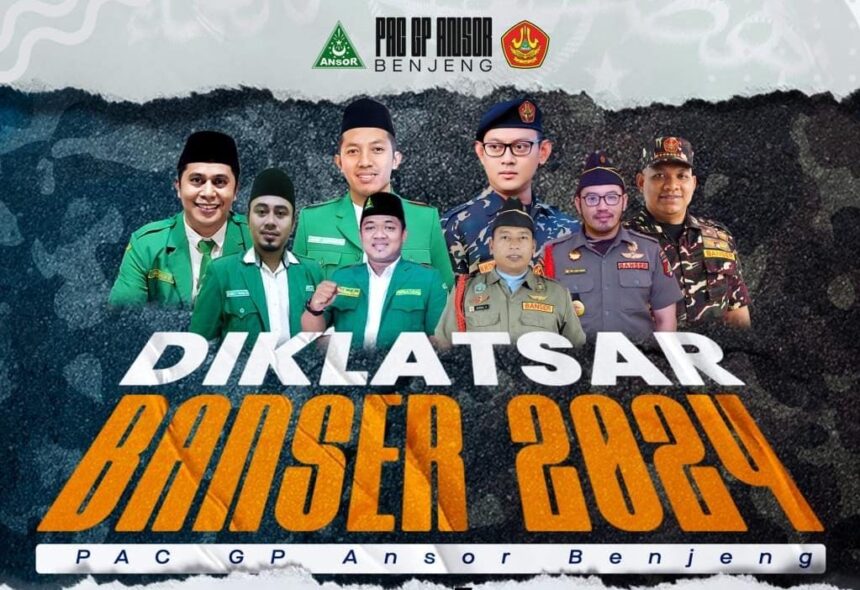 Flyer publikasi Pendidikan dan Pelatihan Dasar (Diklatsar) Barisan Ansor Serbaguna (Banser) ke-30 yang akan diselenggarakan oleh PAC GP Ansor Benjeng di penghujung tahun 2024. Foto/ilustrasi: dok PAC GP Ansor Benjeng/NUGres