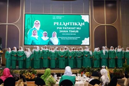 Pelantikan Pimpinan Wilayah Fatayat NU Jawa Timur masa khidmat 2024 - 2029, berlangsung pada Sabtu (7/12/2024). Foto: ist/NUGres