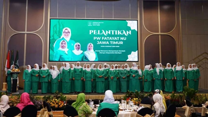 Pelantikan Pimpinan Wilayah Fatayat NU Jawa Timur masa khidmat 2024 - 2029, berlangsung pada Sabtu (7/12/2024). Foto: ist/NUGres