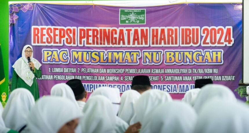 Serangkaian acara digelar Pimpinan Anak Cabang (PAC) Muslimat NU Bungah dalam rangka menyemarakkan Hari Ibu Tahun 2024 yang berlangsung pada Jumat (6/12/2024). Berbagai acara unik mulai dari Lomba Daiyah sehat hingga pelatihan pengelolaan sampah. Foto: dok LTN MWCNU Bungah/NUGres