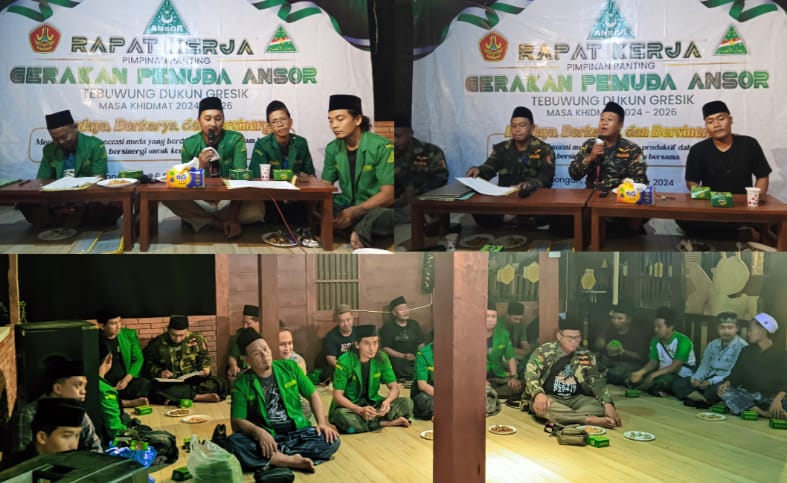 Pimpinan Ranting (PR) GP Ansor Tebuwung Dukun Gresik menggelar Rapat Kerja (Raker) untuk mempersiapkan program kegiatan masa khidmat 2024 - 2026. Foto: dok PR GP Ansor Tebuwung/NUGres