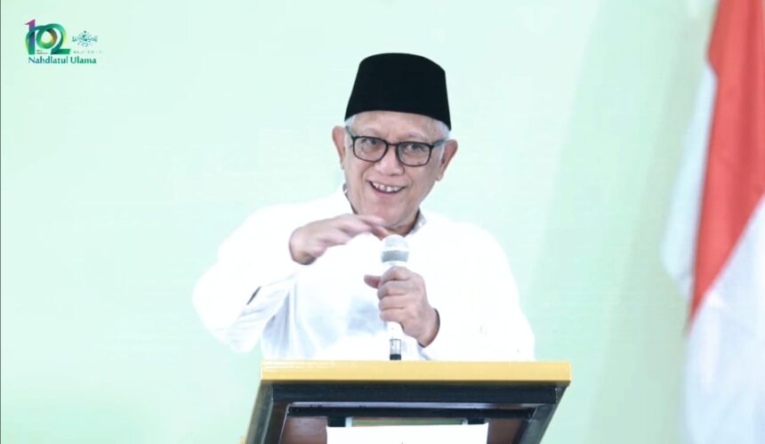 Ketua Tanfidziyah Pengurus Wilayah Nahdlatul Ulama Jawa Timur KH Abdul Hakim Mahfudz, saat menghadiri dan memberikan arahan di momen rangkaian kegiatan puncak Harlah ke-102 NU yang diselenggarakan oleh MWCNU Dukun, Ahad (26/1/2025). Foto: Ist/NUGres