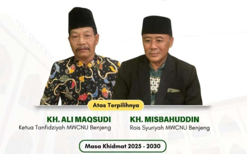 Konferensi MWCNU Benjeng yang ke-XI, pada Ahad (12/1/2025), menetapkan secara aklamasi KH Misbahuddin sebagai Rais Syuriyah MWCNU Benjeng bersama KH Ali Maqsudi selaku Ketua Tanfidziyah untuk masa khidmat 2025 - 2030. Foto: ist/NUGres