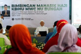 Kelompok Bimbingan Ibadah Haji dan Umrah (KBIHU) Majelis Wakil Cabang Nahdlatul Ulama Bungah (MWCNU Bungah) melanjutkan manasik haji yang ke-7 pada Ahad (19/01/2025). Foto: dok LTN MWCNU Bungah/NUGres