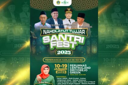 Peringatan Hari Lahir (Harlah) ke-102 Nahdlatul Ulama, MWCNU Driyorejo menggelar event Nahdlatut Tujjar Santri Fest 2025. Foto: ist/NUGres