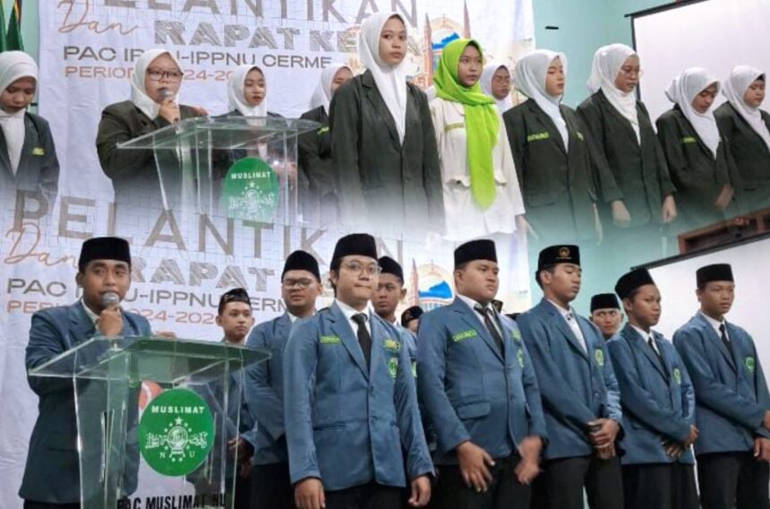 Kepengurusan Pimpinan Anak Cabang (PAC) IPNU IPPNU Cerme masa khidmat 2024 - 2026 secara resmi dilantik pada Sabtu (25/1/2025) malam, di Kantor MWCNU Trawas, Mojokerto. Foto: dok PAC IPNU IPPNU Cerme/NUGres