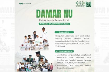 Pengurus Cabang Lembaga Amil, Zakat, Infak dan Sedekah Nahdlatul Ulama Gresik (PC LAZISNU Gresik), meluncurkan program Damar NU di tengah peringatan Harlah ke-102 NU. Foto: dok PC Lazisnu Gresik/NUGres