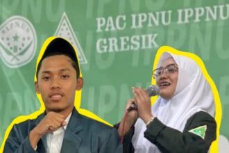 Rekan Wardi dan Rekanita Chasna, Ketua PAC IPNU IPPNU Gresik masa khidmat 2025 - 2027. Foto: dok PAC IPNU IPPNU Gresik/NUGres