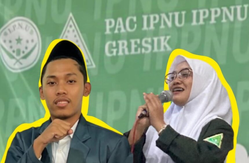 Rekan Wardi dan Rekanita Chasna, Ketua PAC IPNU IPPNU Gresik masa khidmat 2025 - 2027. Foto: dok PAC IPNU IPPNU Gresik/NUGres