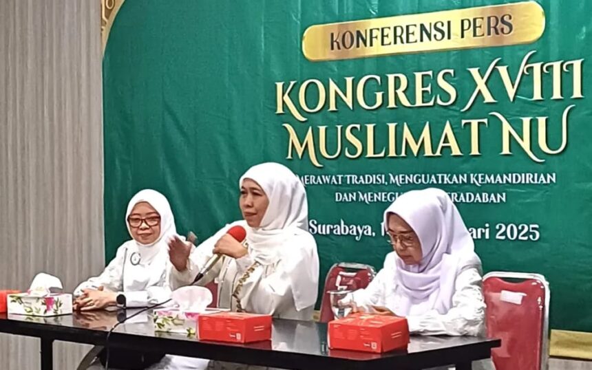 Kongres ke-XVIII Muslimat Nahdlatul Ulama (Muslimat NU) bakal berlangsung pada Senin - Sabtu 10 - 15 Februari 2025 di Gedung Jatim Expo Surabaya. Foto: instagram @muslimatnu.or.id/NUGres