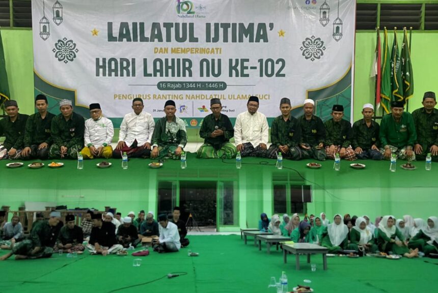 Momen Harlah ke-102 NU, PRNU Suci Manyar Gresik Selenggarakan Lailatul Ijtima' dan Musran, Jum'at (31/1/2025). Foto: dok PRNU Suci/NUGres