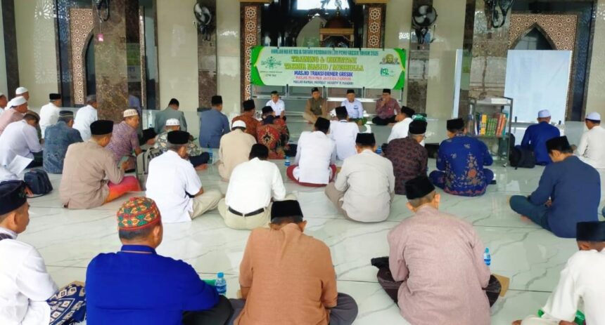 Sambut bulan suci Ramadhan 1446 Hijriah, Pengurus Cabang LTMNU Gresik berkolaborasi dengan LAZISNU Gresik melaksanakan Training Takmir Masjid dan Mushala Angakatan I, pada Ahad (9/2/2024). Foto: dok PC LTMNU Gresik/NUGres