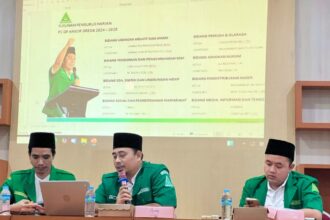 Ketua Pimpinan Cabang Gerakan Pemuda Ansor Gresik, M. Ludfi Khambali Abdillah, saat menggelar rapat koordinasi pengurus harian dan penyampaian roadmap PC GP Ansor Gresik di masa khidmah 2024 - 2028. Foto: dok PC GP Ansor Gresik/NUGres