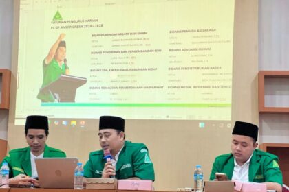 Ketua Pimpinan Cabang Gerakan Pemuda Ansor Gresik, M. Ludfi Khambali Abdillah, saat menggelar rapat koordinasi pengurus harian dan penyampaian roadmap PC GP Ansor Gresik di masa khidmah 2024 - 2028. Foto: dok PC GP Ansor Gresik/NUGres