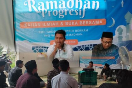 Kajian rutin Ramadhan Progresif PC PMII Gresik pada Ahad (23/3/2025) menghadirkan M. Suhanto alumni PMII yang kini aktif di BAZNAS Gresik guna membedah pentingnya kader memahami konsep filantropi. Foto: dok PMII Gresik/NUGres